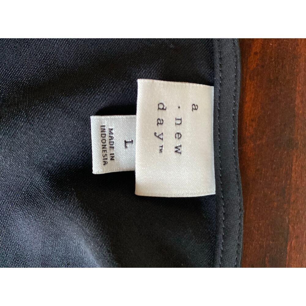 A New Day Black V-Neck Slip Dress Lace Trim Large Feminine Whimsygoth Whitchy - Picture 6 of 7